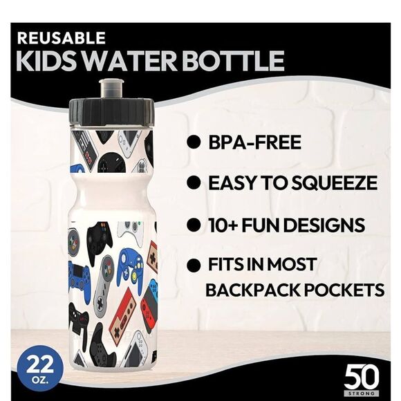 Kids Sports Squeeze Water Bottle 2 Pack - 22 oz. BPA free - Picture 4 of 7